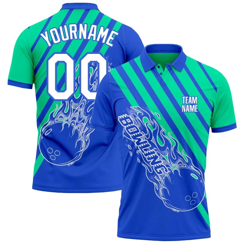

Summer Shirts Women For Men Personalized Flame Bowling Polo Shirt 3D Print Golf Shirts Custom Your Name, Number, Team Name