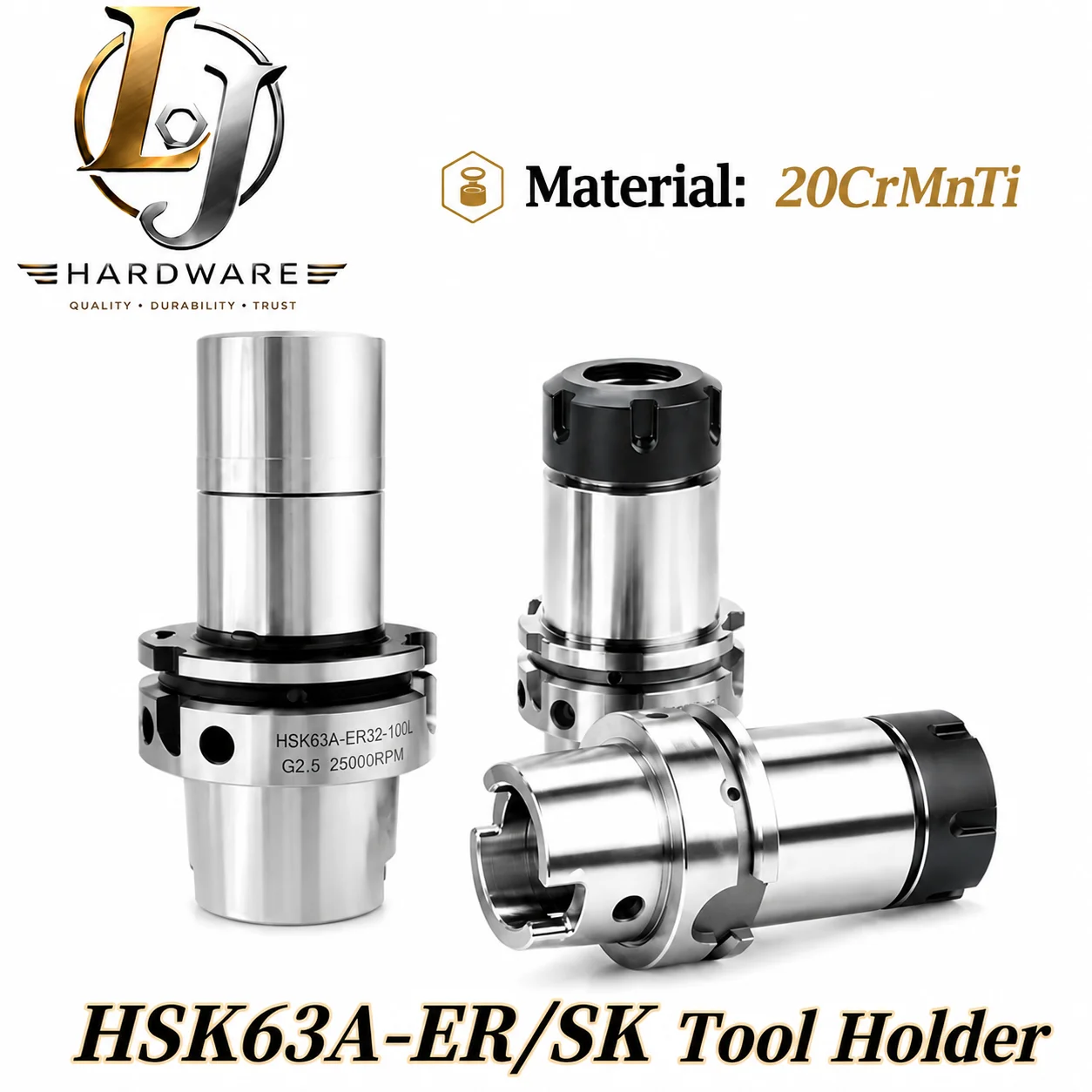 HSK50A HSK63A ER16 ER20 ER25 ER32 Spring Collet Chuck Tool Holder 0.002mm High Precision CNC Milling Lathe Spindle Engraver