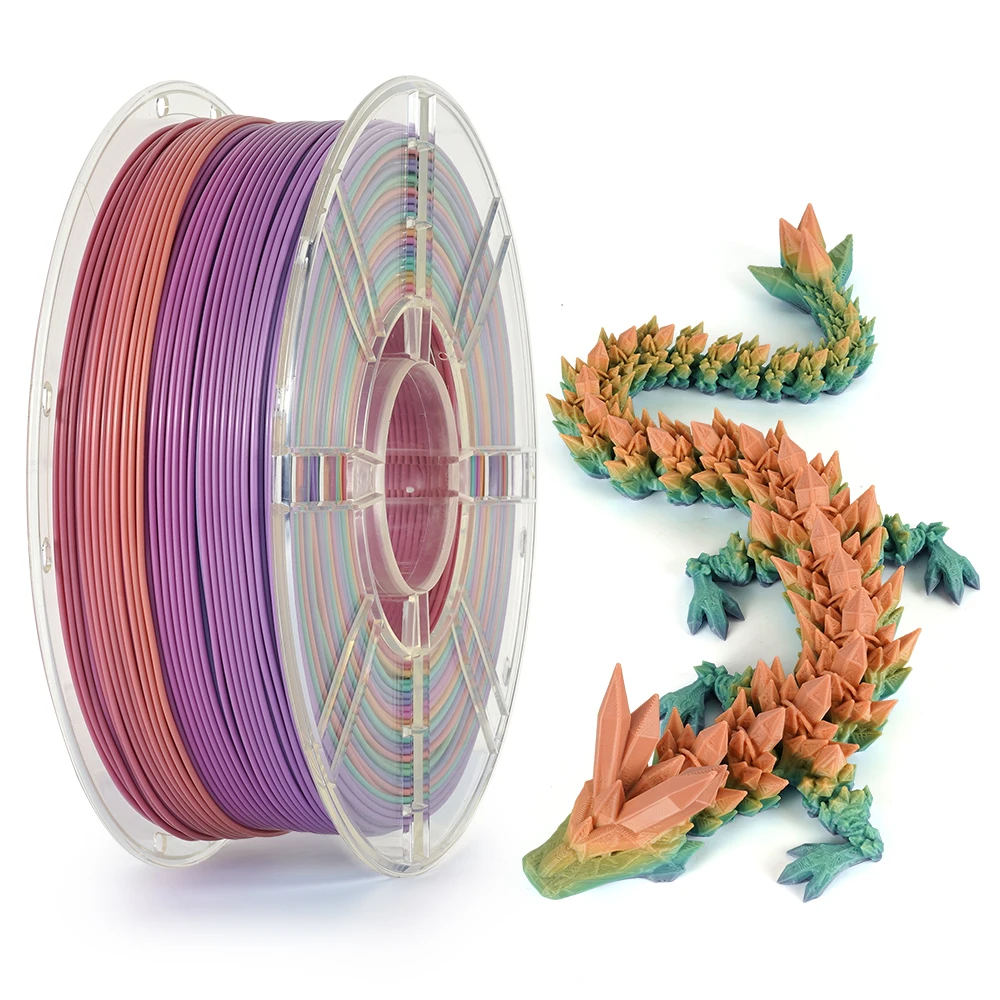 Rainbow Filament PLA Changing Color change Rainbow PLA 3D printing Material 1.75mm for High Speed 30-600mm/s