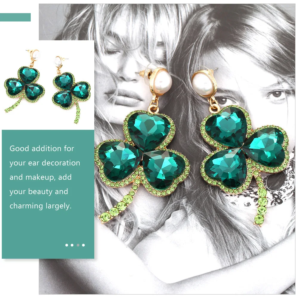 

1Pair Clover Earrings Durable Lightweight St Patrick's Day Drop Earrings Fashion Ear Jewelry Women Ear Jewelry