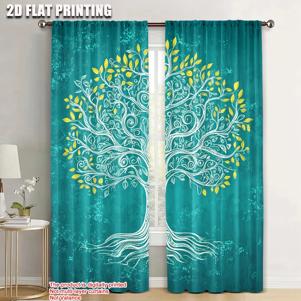 

2pc, Window Treatment Curtains Tree Of Life Versatile Durable Polyester,Without Electricity Versatile Suitable for Carnival