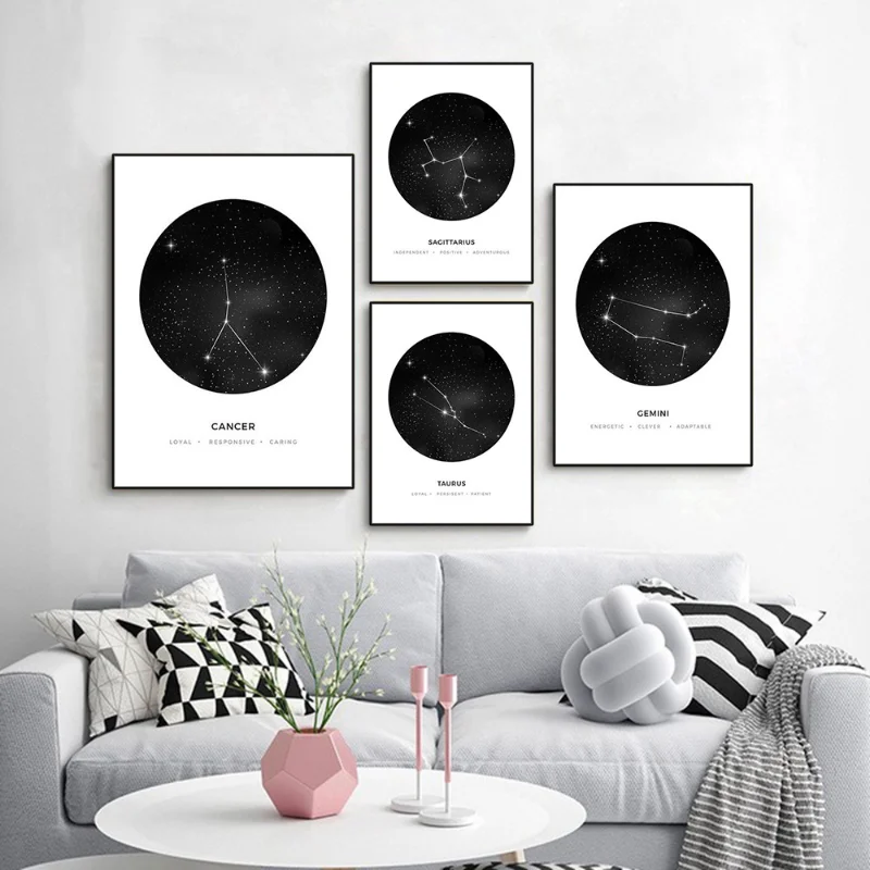 Constellation Canvas Poster Prints Astrology Sign Minimalist Geometric Painting Nursery Wall Art Nordic Kids Decoration Pictures