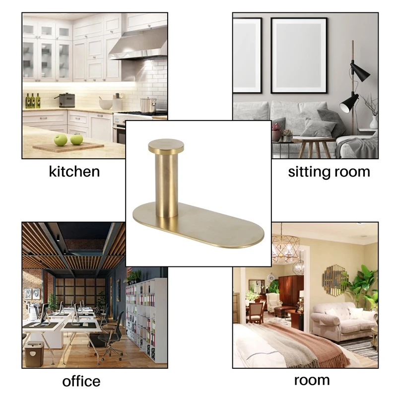 ABRE-Wall Mounted Hand Towel Bar Rack Brushed Gold Stainless Steel Round Toilet Paper Holder Hook Hardware Accessories