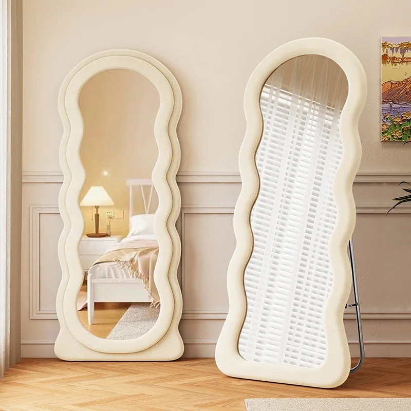 

Italian Style Velvet Wave Full-Length Wall Customs Bedroom Home Decor Nordic Cute Unique Design HD Mirror