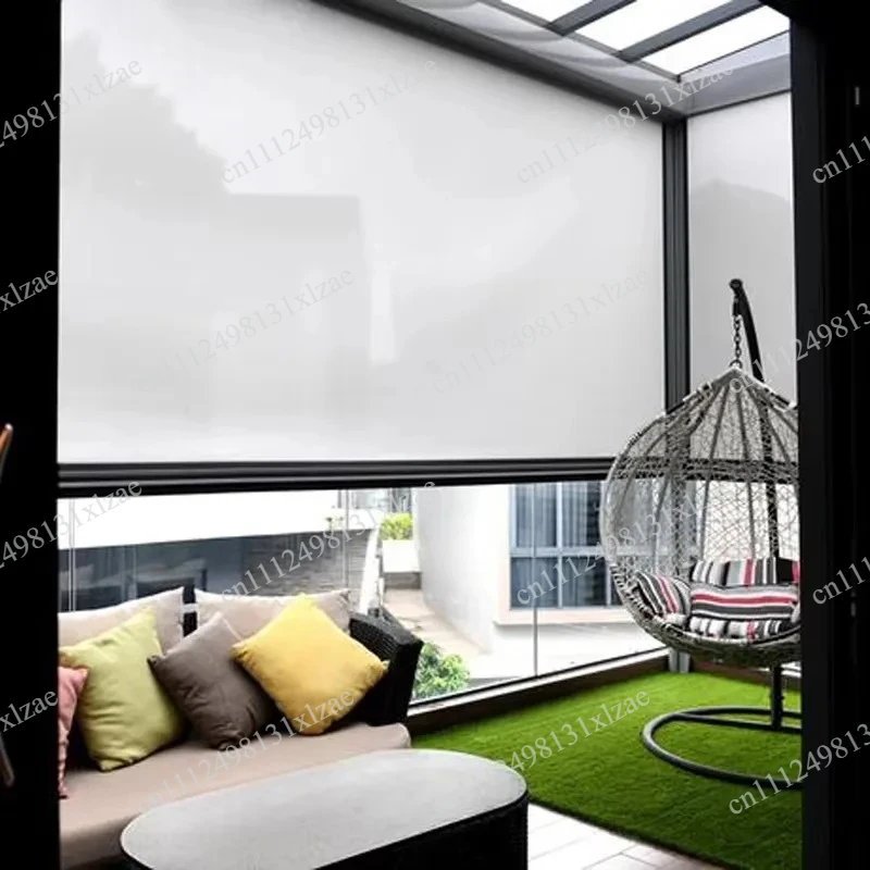 

Custom Motorized Zipper Screen Shade, PVC Roller Shutter for Exterior Courtyard Sun Protection – Remote Control Electric Awning