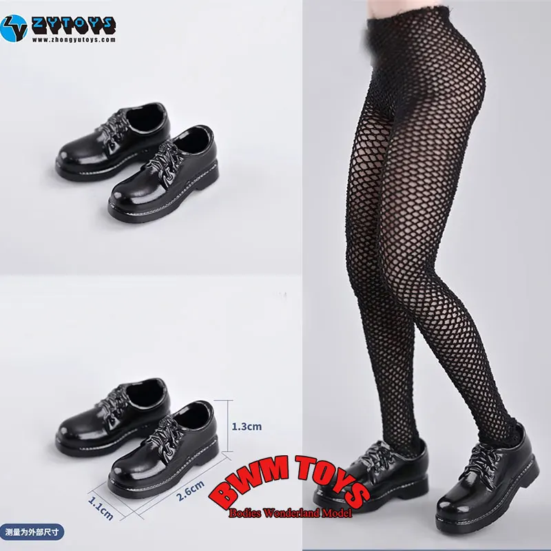 

In Stock ZYTOYS ZY6007 1/12 Scale Female Soldier Student College Style Black Leather Hollow Shoes For 6inch Action Figure Body