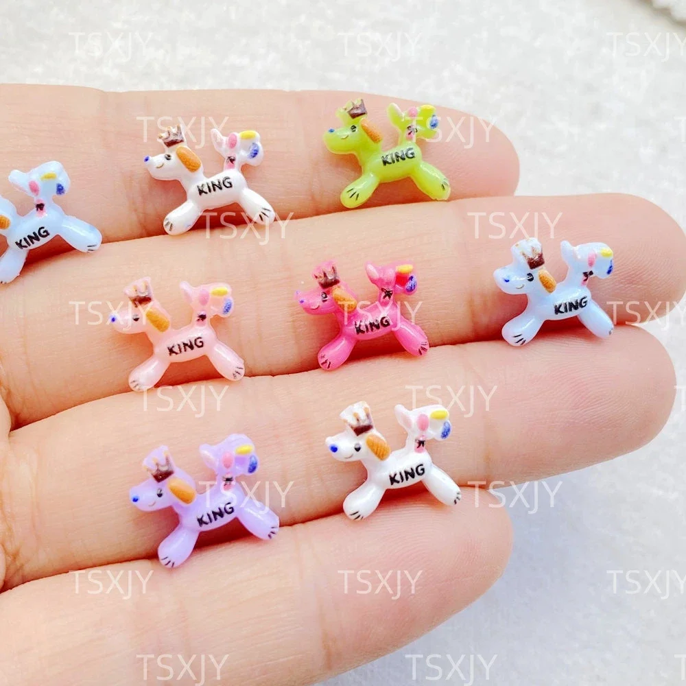 60 pièces résine Kawaii coloré Mini dessin animé couronne chiot Nail Art Flatback pierre Scrapbook Figurines bijoux à bricoler soi-même accessoires artisanat