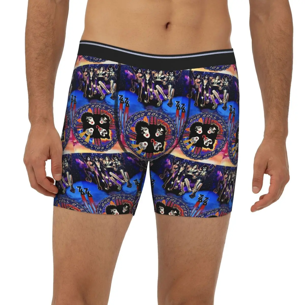 

Kiss Rock Band Retor (9) Long Boxer Underpants Short Men's Panties Ventilate Underwear for Homme Man Boyfriend Gift