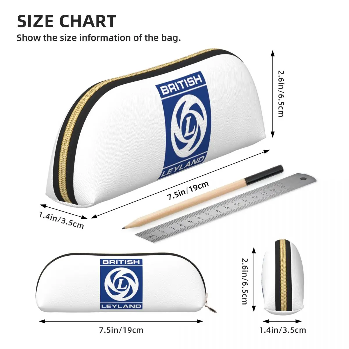 British Leyland Logo Pencil Cases Pen Holder Storage Stationery Supplies Large Storage Pen Box Pencil Bag for Students Gifts