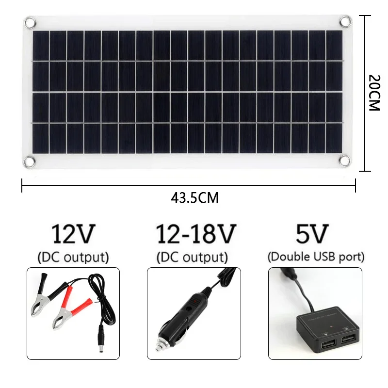 High Quality Flexible Solar Panel 10W Polysilicon Solar Panel With Accessories Environmentally Friendly Dual-output Solar Panels