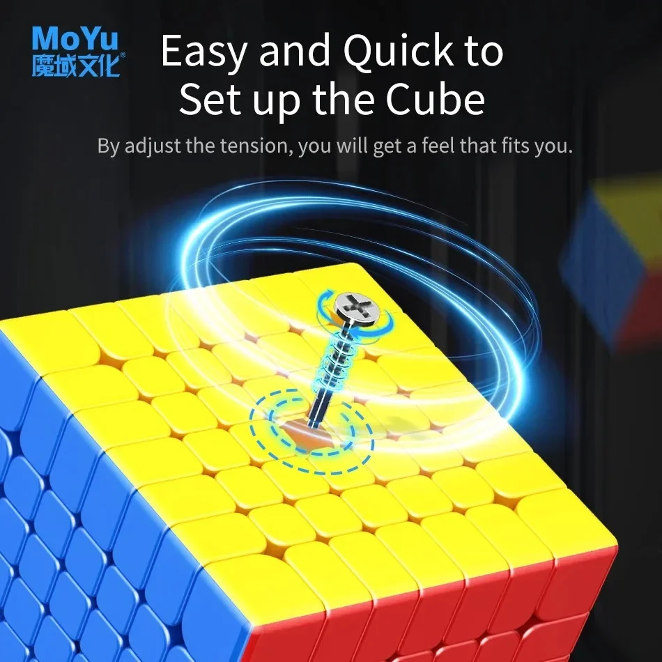 Moyu AoFu WRM-Cube de Vitesse Magique Magnétique, Jouets Fidget Professionnels sans Autocollant, Cadeaux pour Enfants, 7x7