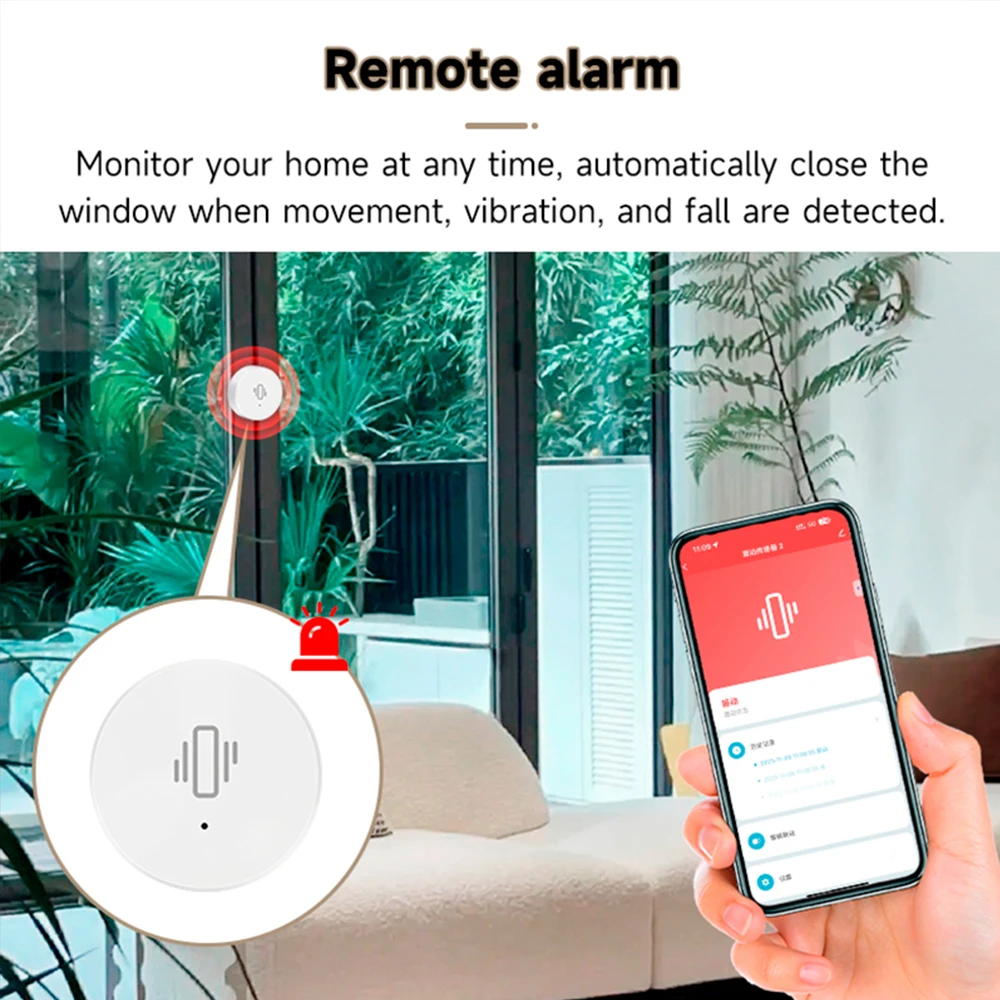 Imagem -05 - Tuya Zigbee Sensor de Vibração Inteligente Monitoramento em Tempo Real Alarme de Detecção de Portas e Janelas