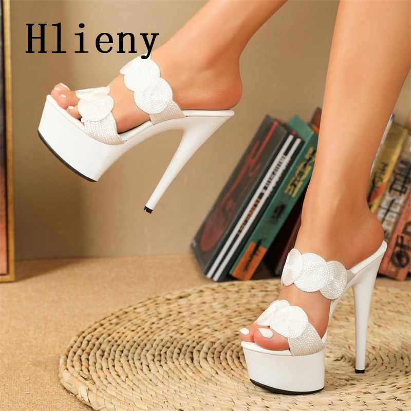 Hlieny Sexy Peep Toe Platform Slippers High Heels Design Shoes Women Street Style Hemp Slide Summer Female Sandals Pumps