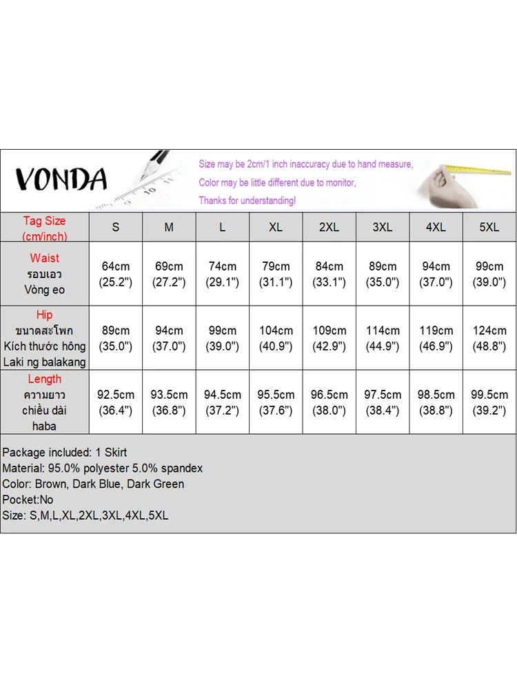 Vonda-女性用ハイウエストフィッシュテールハーフスカート,ラージサイズ,カジュアル,コーデュロイ,フリル,エレガント,モノクロ,ファッション,秋,2024