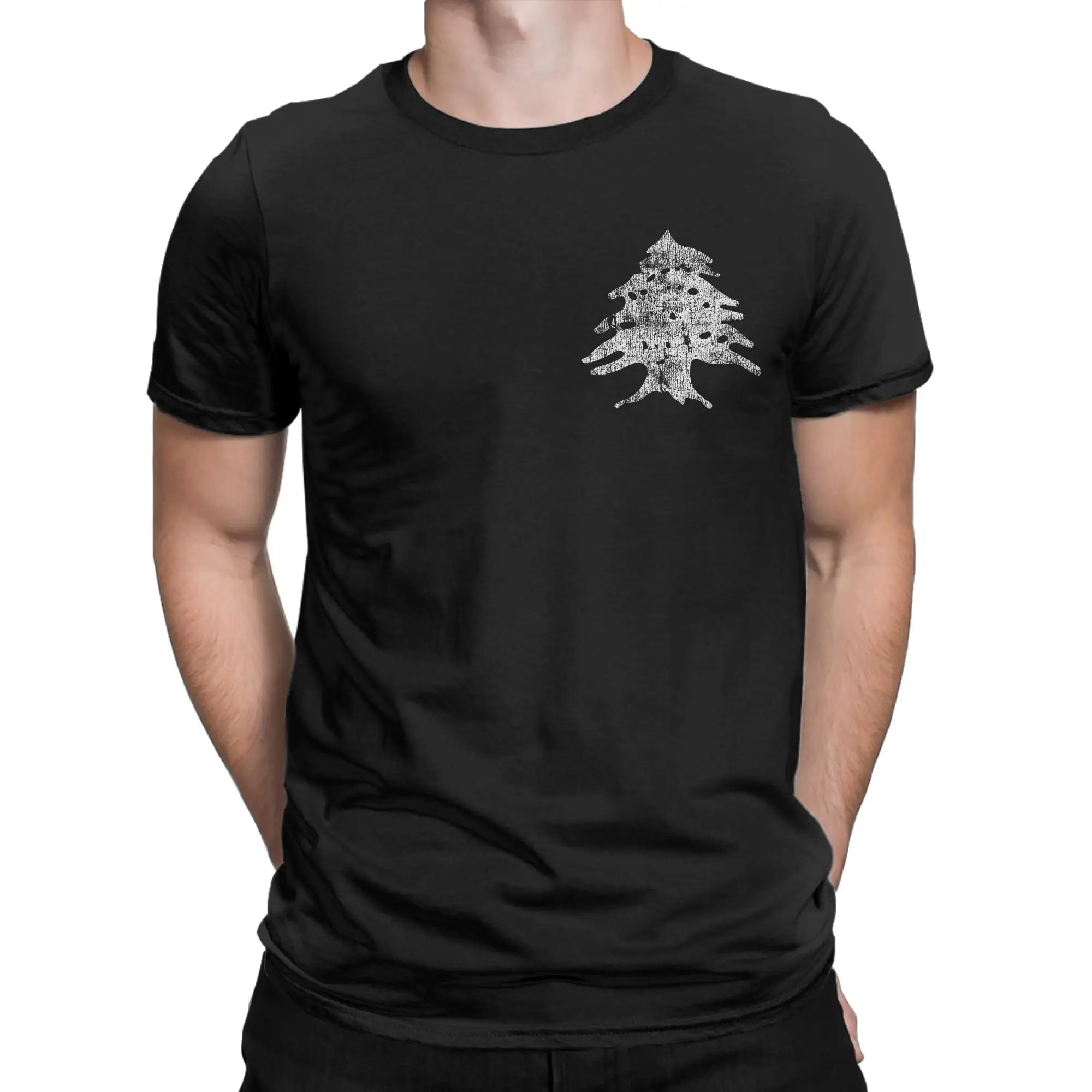 Lebanese Flag of Lebanon Souvenir Gift Faded Style T-Shirts for Men Round Collar Cotton T Shirts  Short Sleeve Tees Clothes