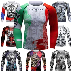 Bjj Mma Rashguard T-shirt Men Muay Thai Boxing Compressed Jerseys Gi Sport Anti Shrink Men Long Sleeve Sublimation Shirt Tees