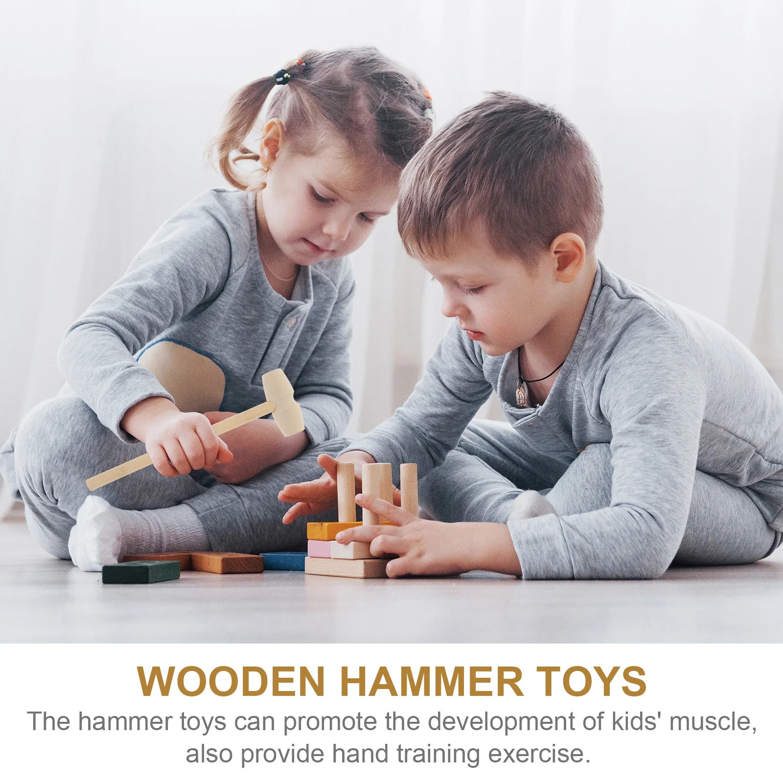 36 قطعة من مطرقة المطرقة الخشبية للأطفال، أداة تدريب عضلات اليد للتفاعل بين الوالدين والطفل، هدية عيد ميلاد، نشاط ممتع #1