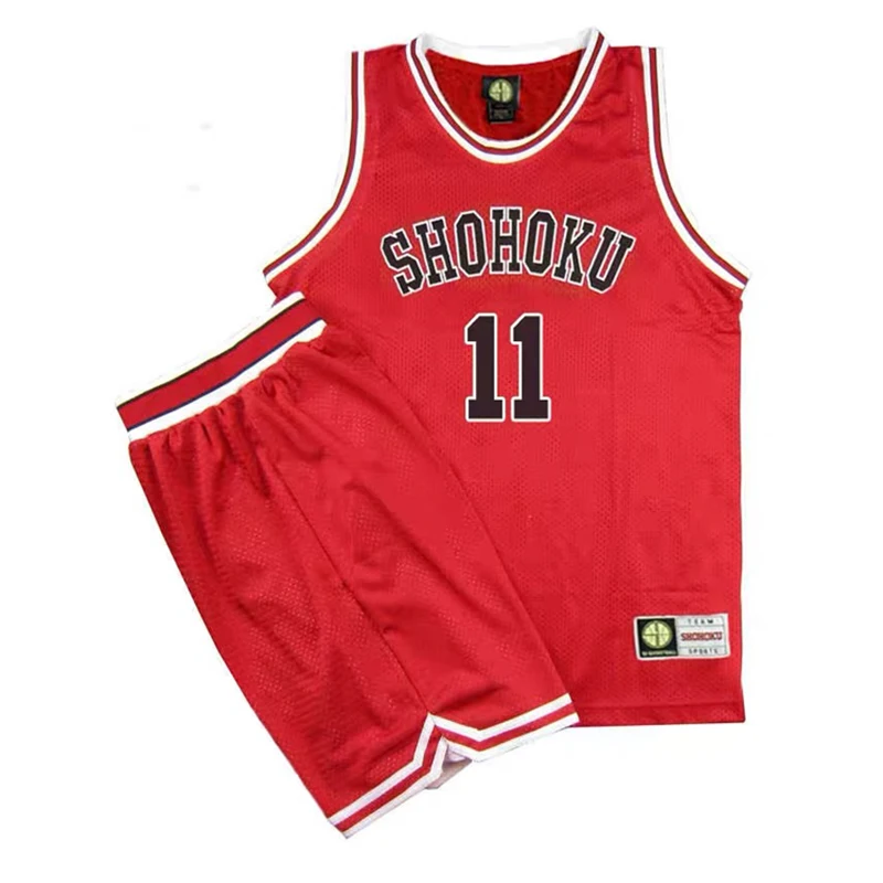 Anime Shohoku szkoła drużyna koszykówki zestaw koszulek Slam Dunk Rukawa Hanamichi Sakuragi Jersey odzież sportowa mundur przebranie na karnawał