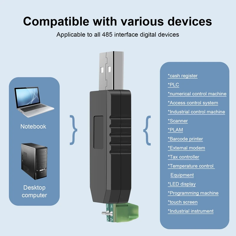 Adaptador Conversor USB para RS485 485, Suporte para Win7 XP Vista Linux, Wince5.0