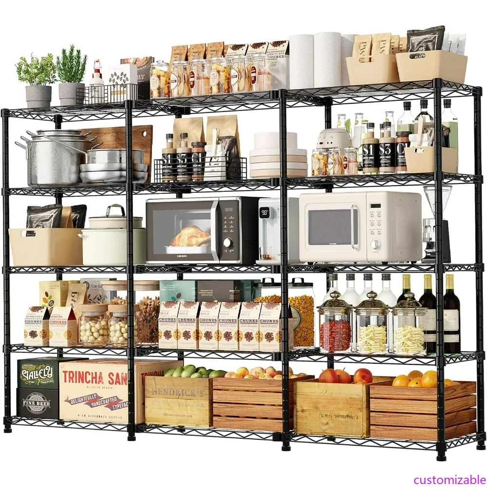

Heavy-Duty 71-Inch Wide 5-Tier Wire Storage Shelves for Garage and Utility Spaces
