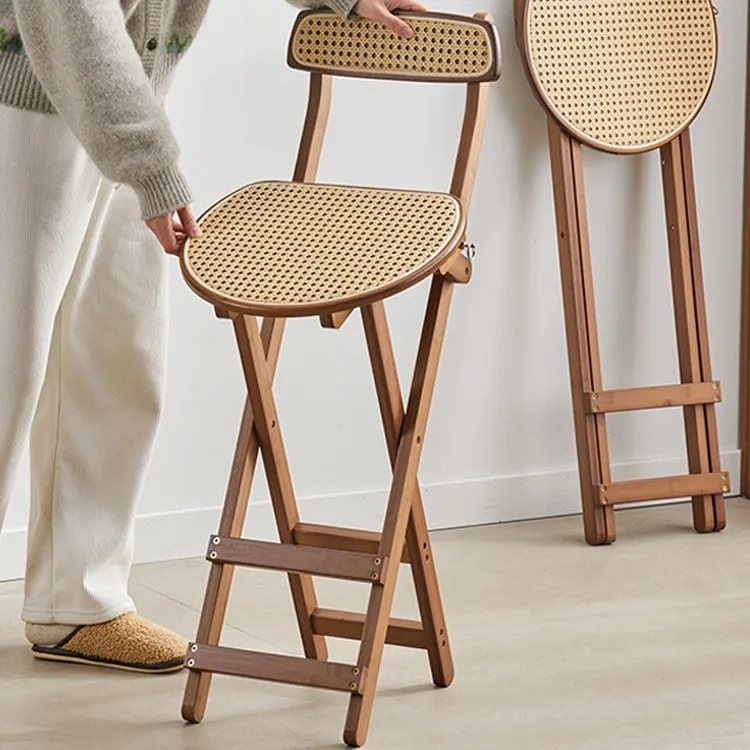 Sillas Para Comedor Taburete alto plegable Café Checkout Página Bar Mostrador Sillas con respaldo Hogar Conveniente Taburete resistente para adultos