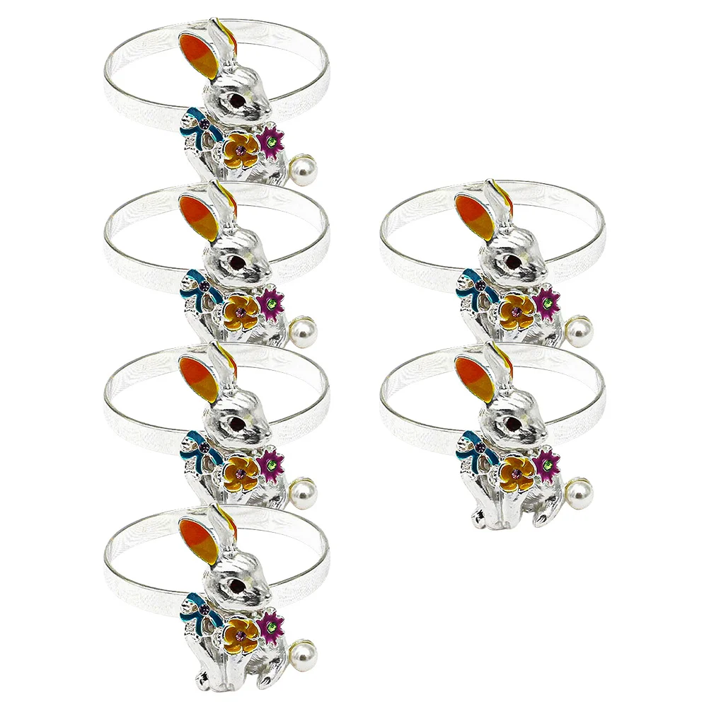 

6Pcs Bunny Napkin Rings Chic Alloy Napkin Buckles for Dining Table Wedding Party Decoration Household Accessories