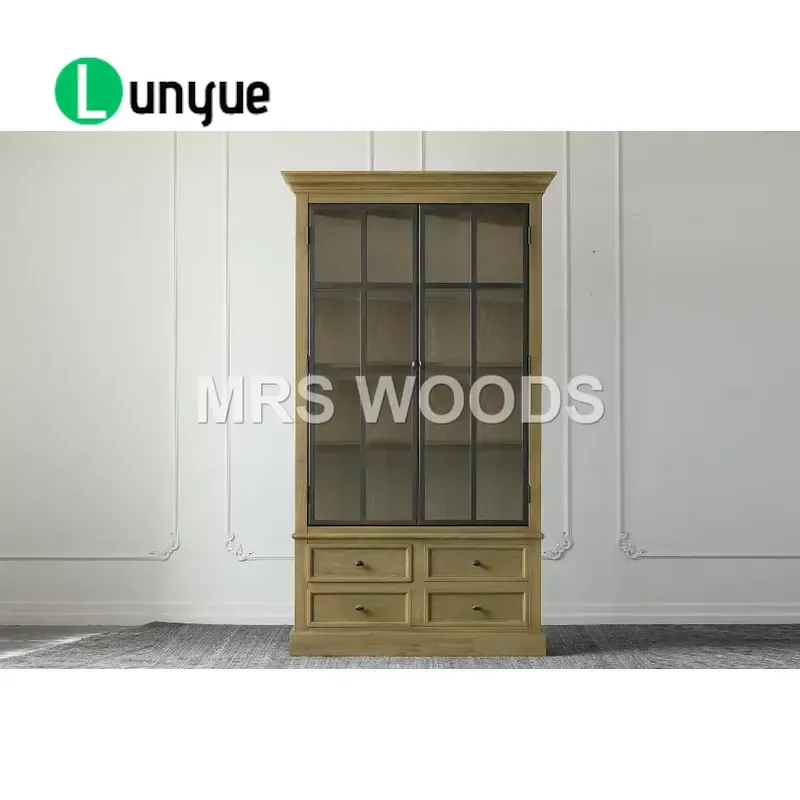 Solid Wood Bookcase with Ladder 3 Bay Library Cabinet White Storage Shelf for Living Room Household Furniture Showcase