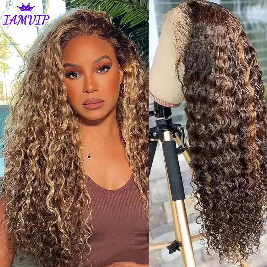 Highlight Deep Wave Frontal Wig 13x6 Hd Lace Brown Lace Front Human Hair Wigs 13x4 Glueless Wig Human Hair Ready To Wear Choice