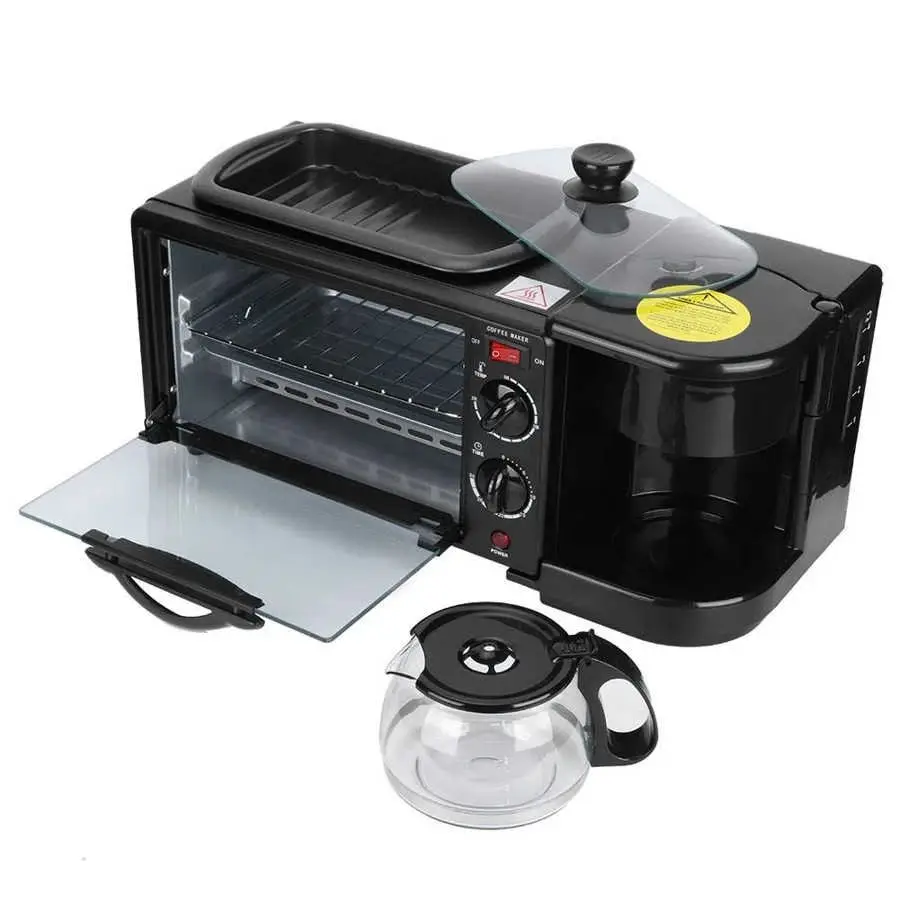 OEM Supported 9L 3-in-1 Breakfast Maker Automatic Multifunction Toaster Oven for Outdoor Use Sandwich Maker Electric Power