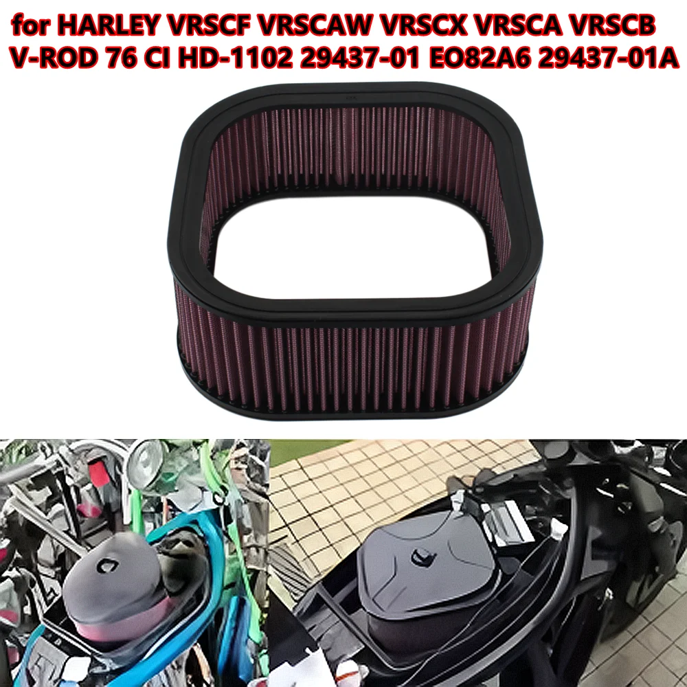 Limpiador de aire Rectangular para motocicleta, sistema de elemento de filtro de alto flujo 02-13 para Harley Night Rod VRSCD v-