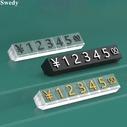 30 Sets 4x6mm Adjustable Number Price Cube Tag Display Stand Plastic Black White Small Jewelry Price Label Holder Block Kit