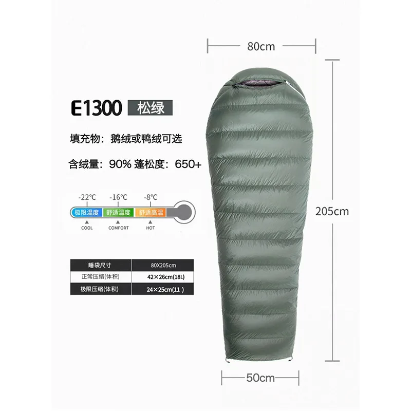Mummy Down Sleeping Bag Adult Camping Goose Down Sleeping Bag Lightweight Camping Travel Outdoor Portable Sleeping Bag