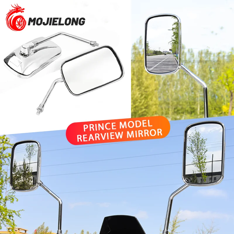 

Universal rectangular electroplated rearview mirror suitable for motorcycles and scooters, providing wide field of vision