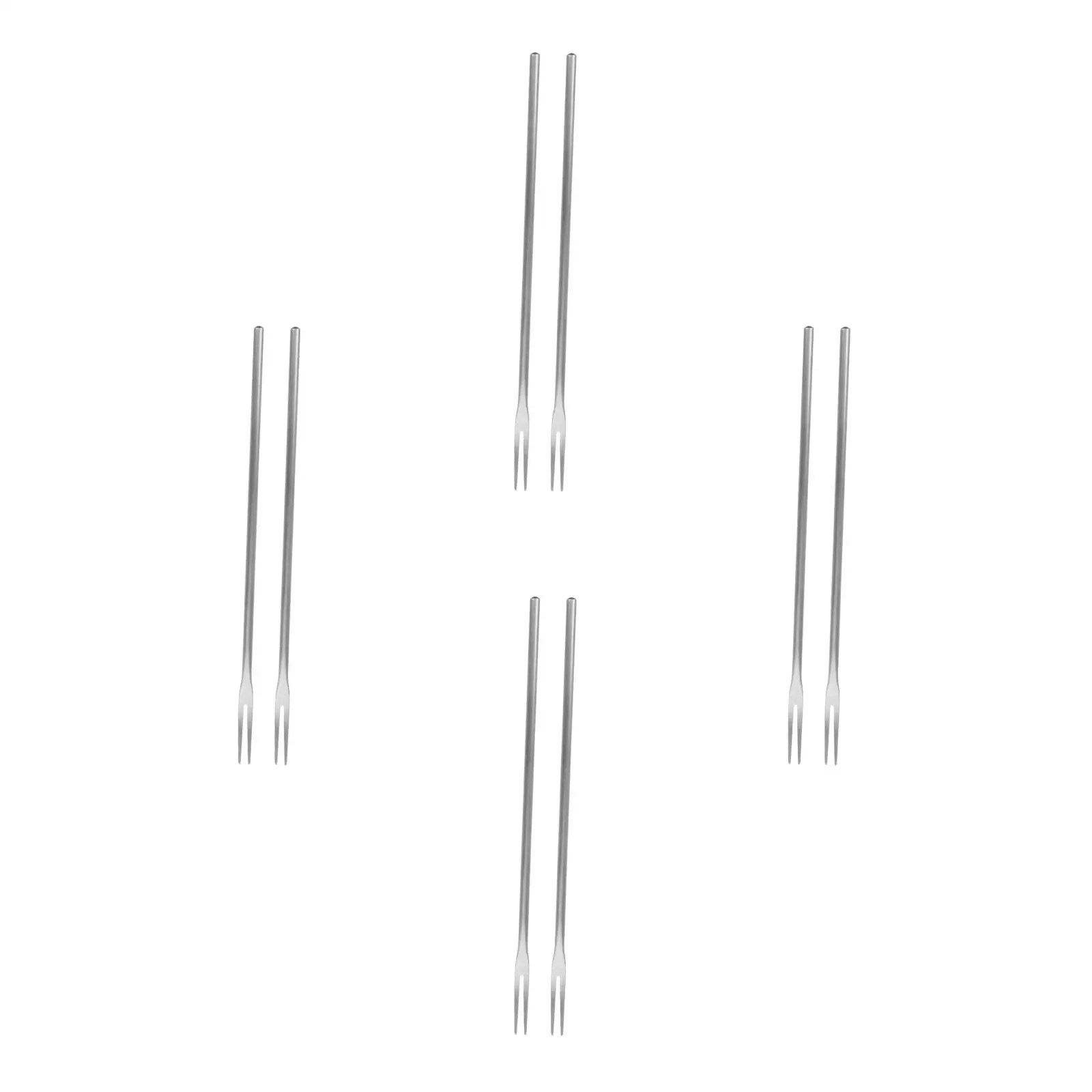

8pcs 22cm Long Handle Fruit Forks High Quality Stainless Steel Toothpick Party Dessert Cake Forks Food Picks Reusable