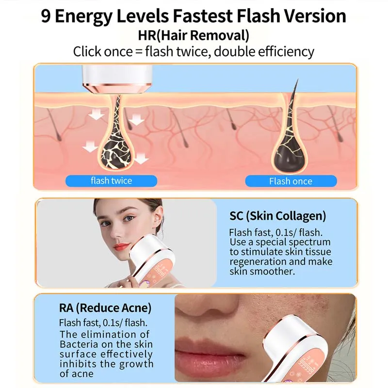 Home Neues IPL Ice Cool System 999999 Flash Schmerzlose Maschine Diodenmaschine Entfernung Laser Haarentfernung Dauerhaft