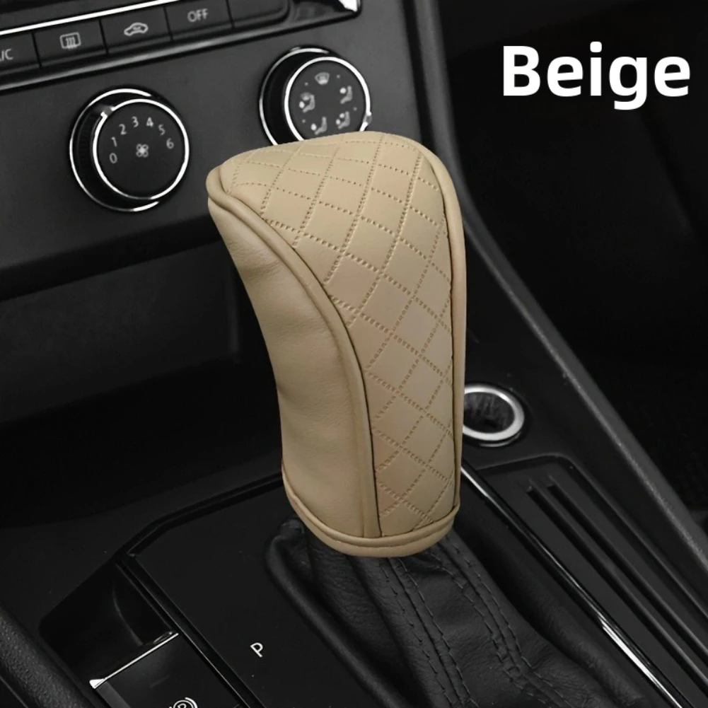 Premium Leather Gear Shift Cover Gear Shift Cover Breathable PU Leather Top-grain Cowhide Feel Wear-resistant Finish