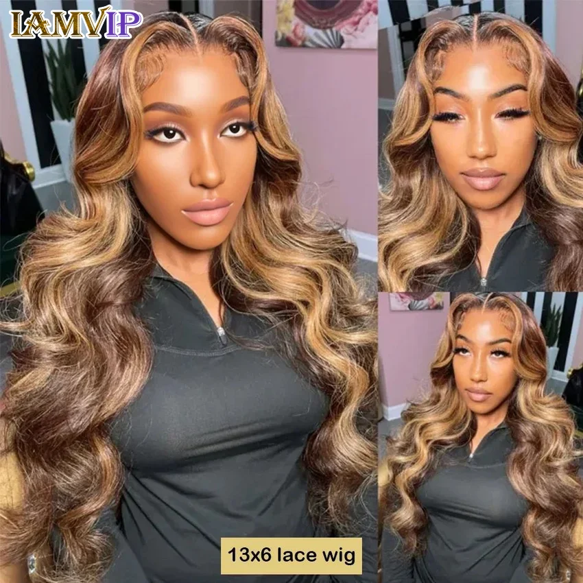 16 40 Inch 427 Pinao Highlight Colored Ombre Blonde Body Wave Wig 13x4 13x6 Hd Transparent Lace Frontal Human Hair Wig for Women