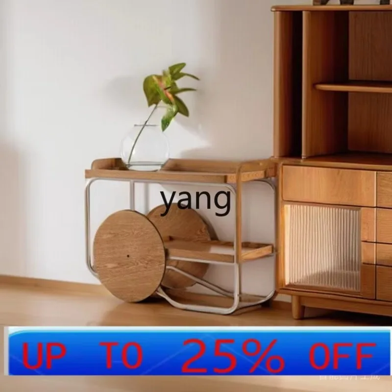 lmm living room porch rack big wheel display cart Chinese simple dining cart 2