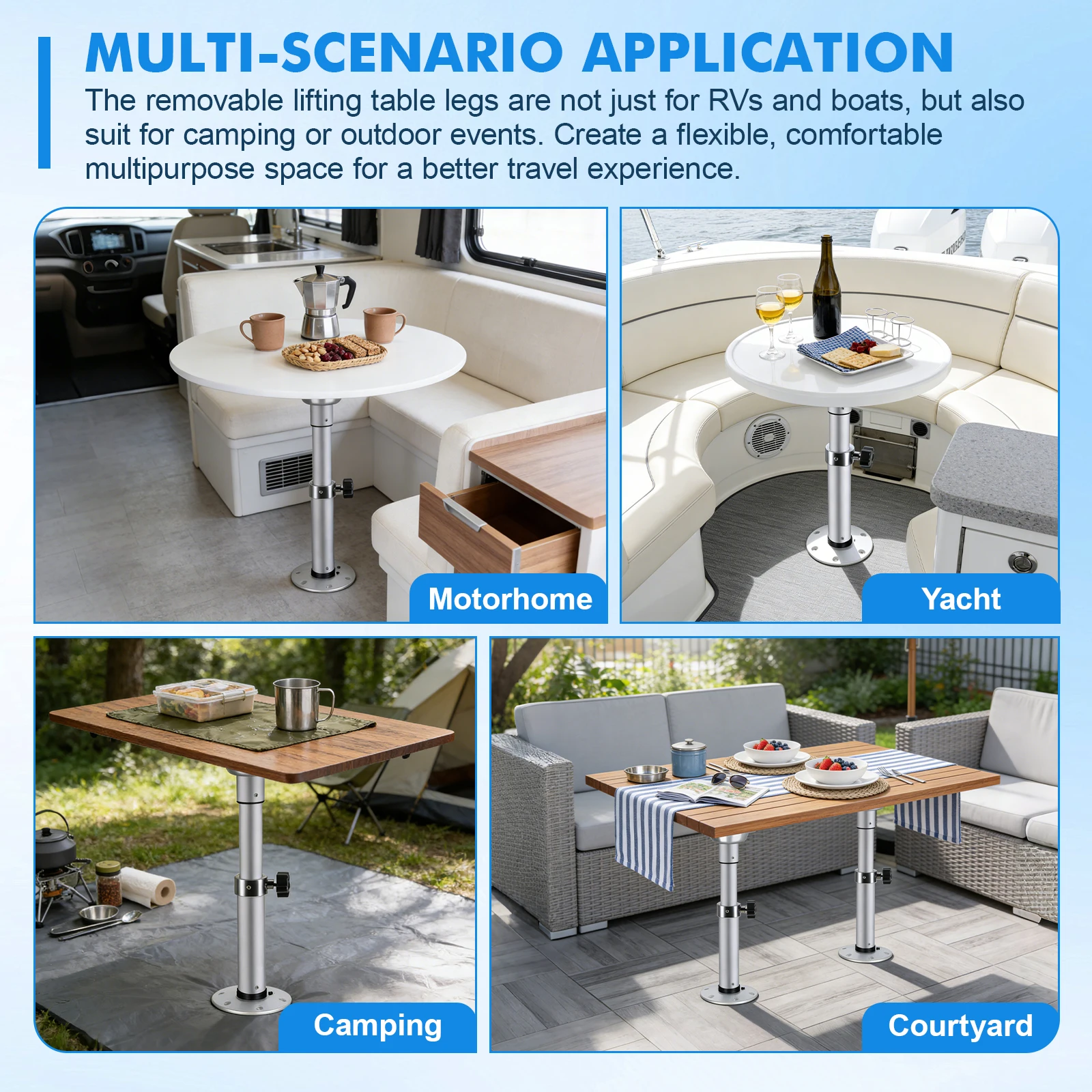 

Adjustable Tables Pedestal Mount 3 Levels Motorhome Table Pedestal Base One-Leg Lifting System for Boat Yacht Motorhome Caravan