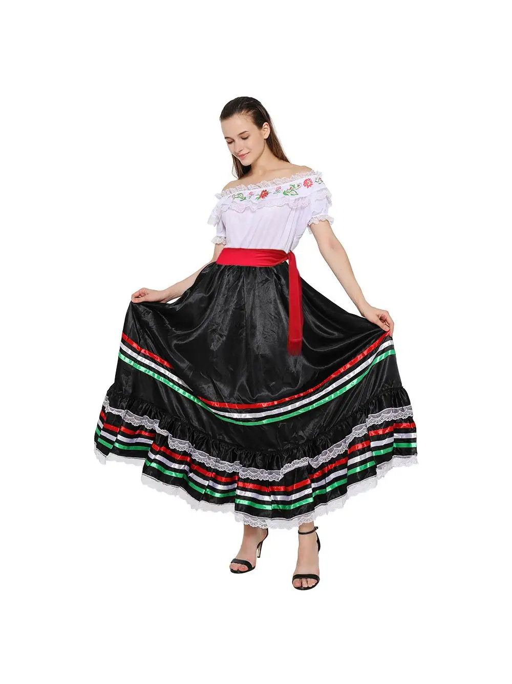 

National Women's Skirt Stage Costume loween Costume Bright Song Girl Role-plang Traditional Chinese Women's Faion