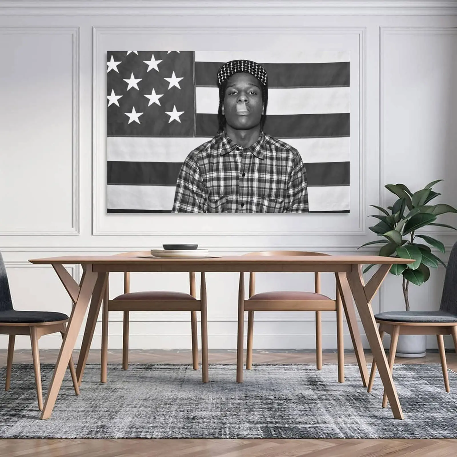 A $ AP Rocky ASAP drapeau américain rap rappeur motivation inspirant bureau salle de sport mur dortoir décor 3x5ft drapeau seulement couture