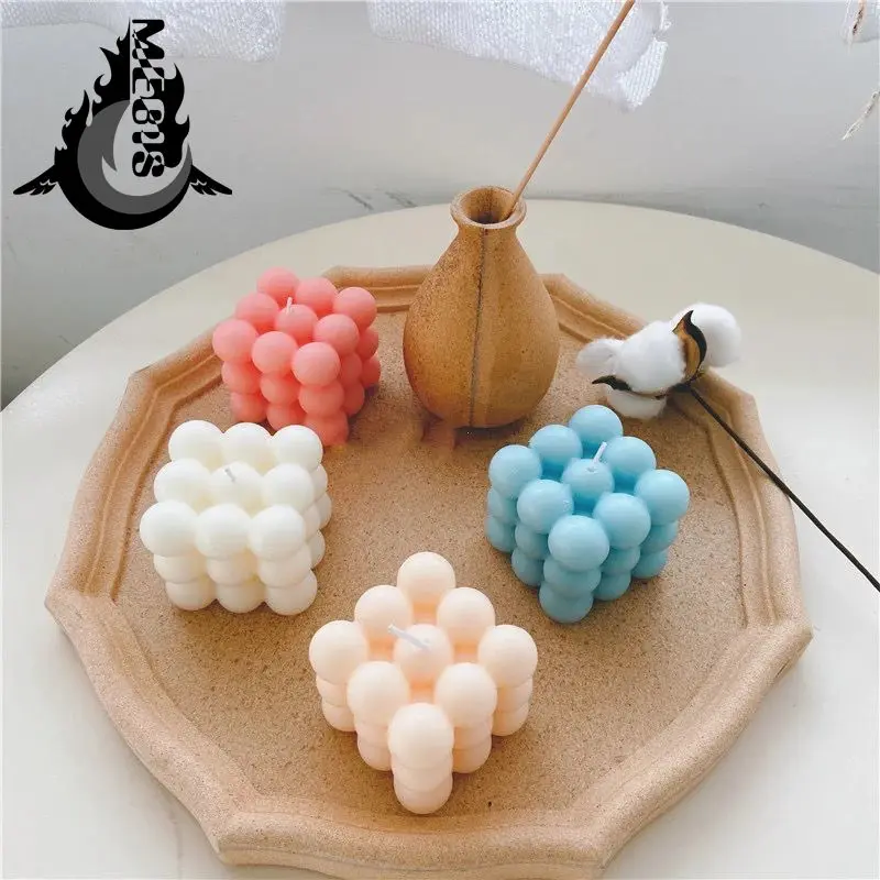 

Decoration Candles Scented Ins Small Bubble Cube Candle Soy Wax Aromatherapy Scented Candles Relaxing Birthday Gift Photo Props