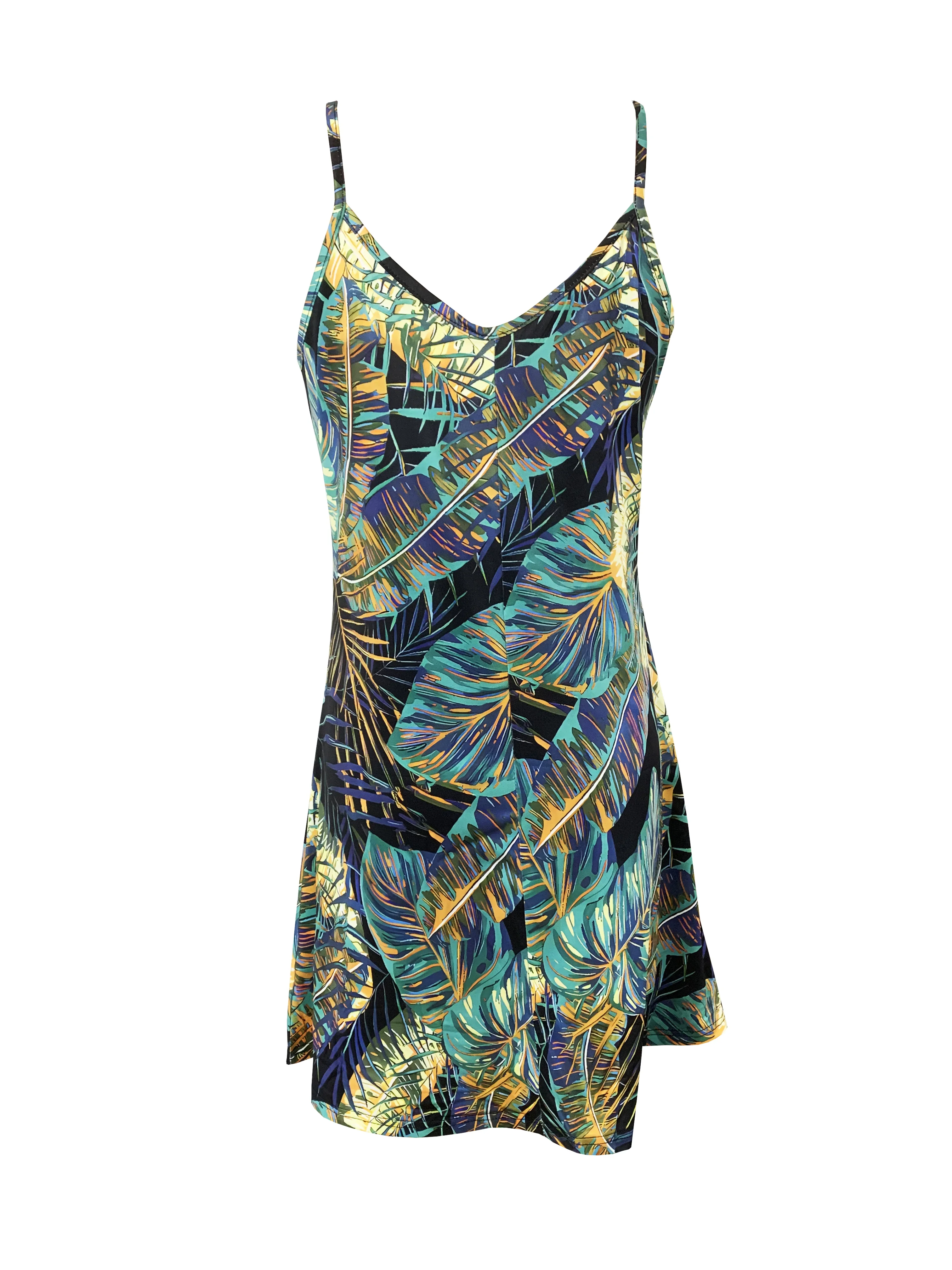Tropical Printed Women's Summer Spaghetti Strap Dress For Spring&Summer, Fashion Vacation Beach Dress image 5