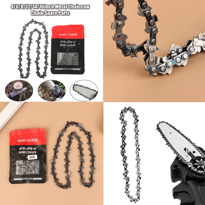4/6/8/12/14/16 inch Mini Steel Chain Saw Chains Electric Chainsaws Accessory Chains Replacement Mini Electric Chainsaw Chains
