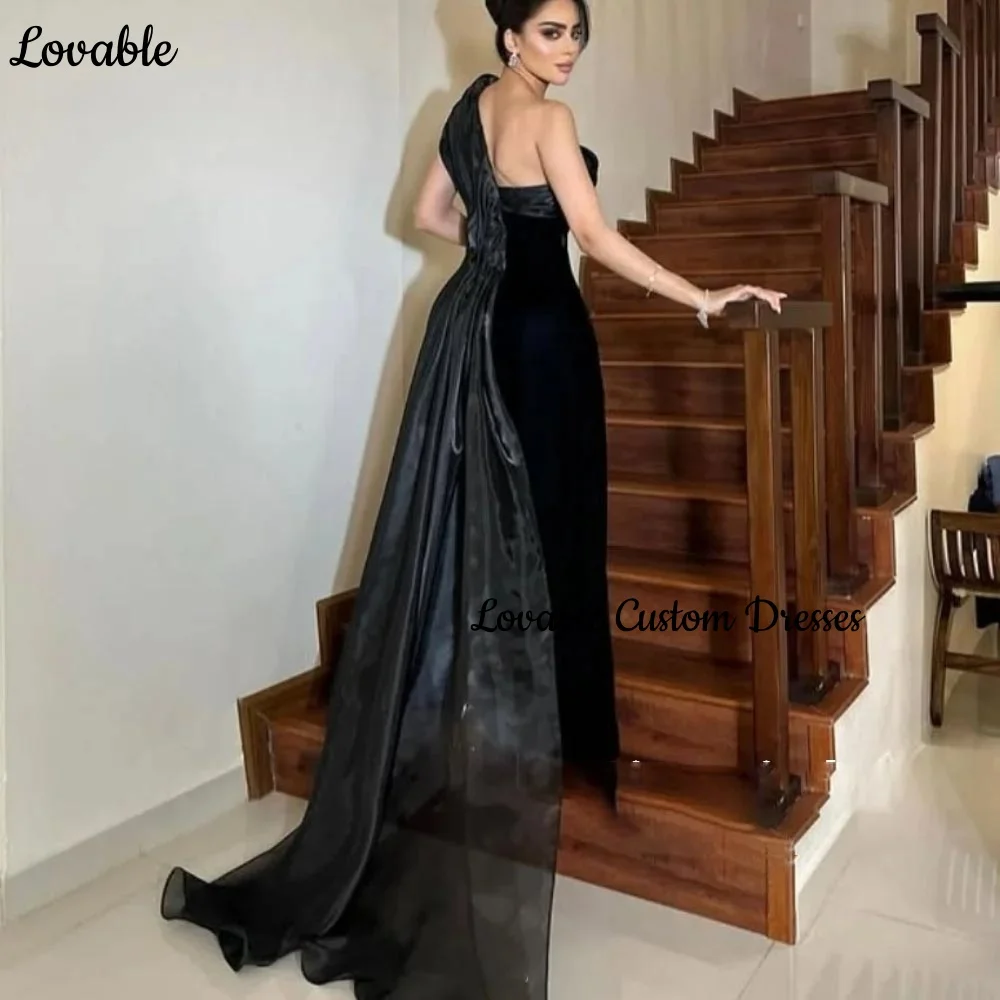 Customized فساتين سهرة Column One-Shoulder Floor-Length Ruffle Luxury Evening Dresses Zipper Up Sleeveless Dresses For Prom