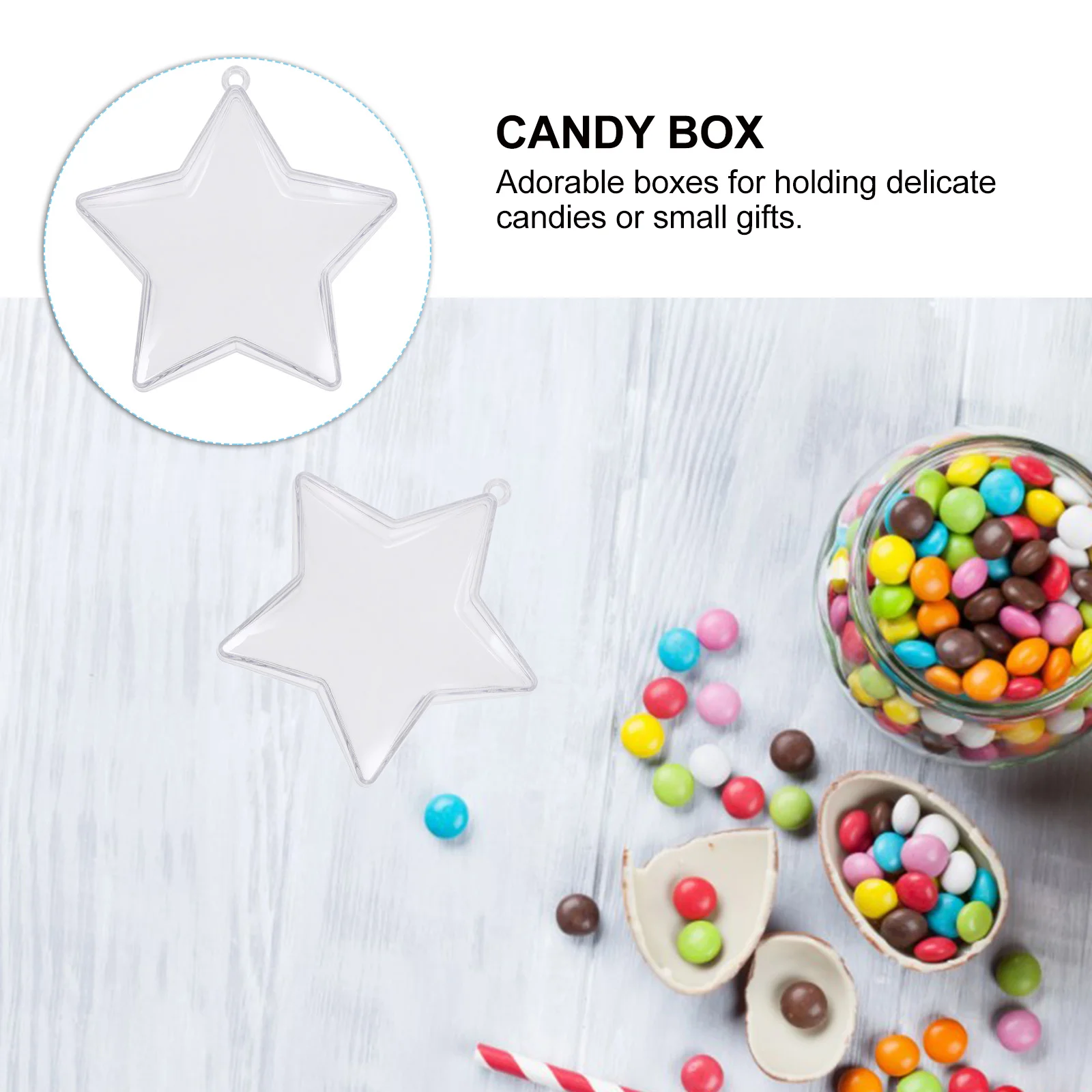 10Pcs Star Shaped Candy Boxes, 80mm Clear Fillable Ornaments Christmas Candy Box Christmas Packaging Box for Christmas Pouch