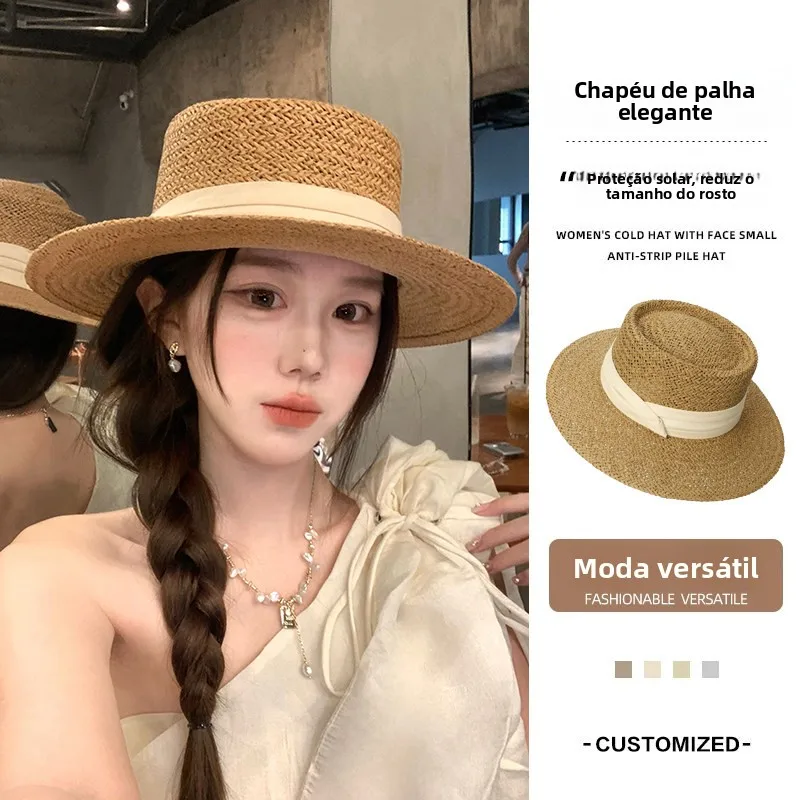 women's-flat-top-straw-hat-summer-vacation-beach-sun-protection-hat-woven-basket-style-large-brim-cooling-down-temperatures