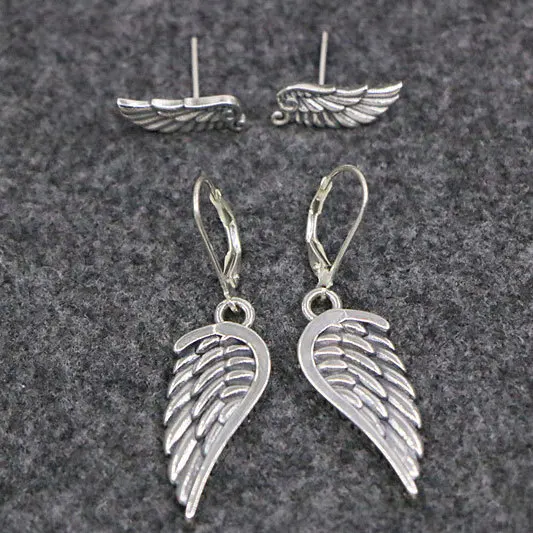 

South Korea s925 Sterling Silver Earrings Simple Angel Wings Earrings Feminine Long Wings Earrings Retro