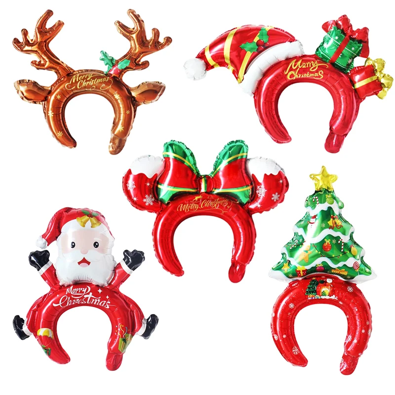 5 stücke Frohe Weihnachten Deer Geweih Form Aluminium Film Ballons Winter Weihnachten Feier Frohes Neues Jahr Party Dekoration Lieferungen