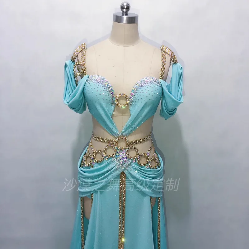 Aangepaste buikdanskleding Oosterse danskostuums Arabische prinses Prestatiekostuum BH lange rok